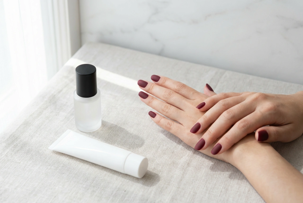 Unhas Bordô Foscas: Profundidade da Cor, Top Coat Matte e Cuidados