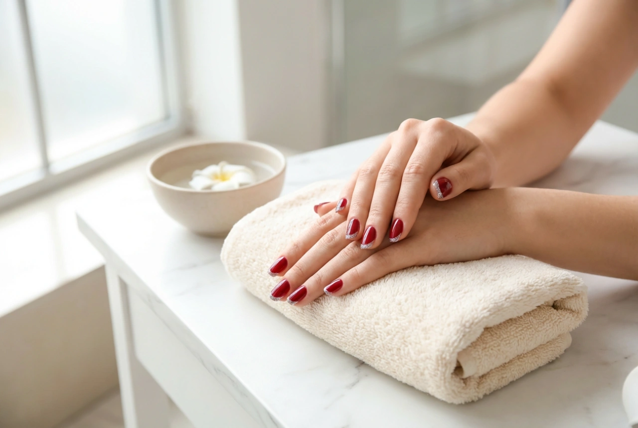 Unhas Vermelhas e Prateadas para a Noite: 3 Maneiras Fáceis de Aplicar Glitter