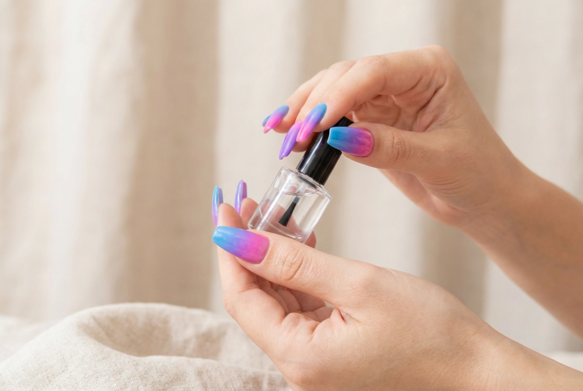 Unhas ombre coloridas e sem marcas: como combinar cores e proteger o efeito