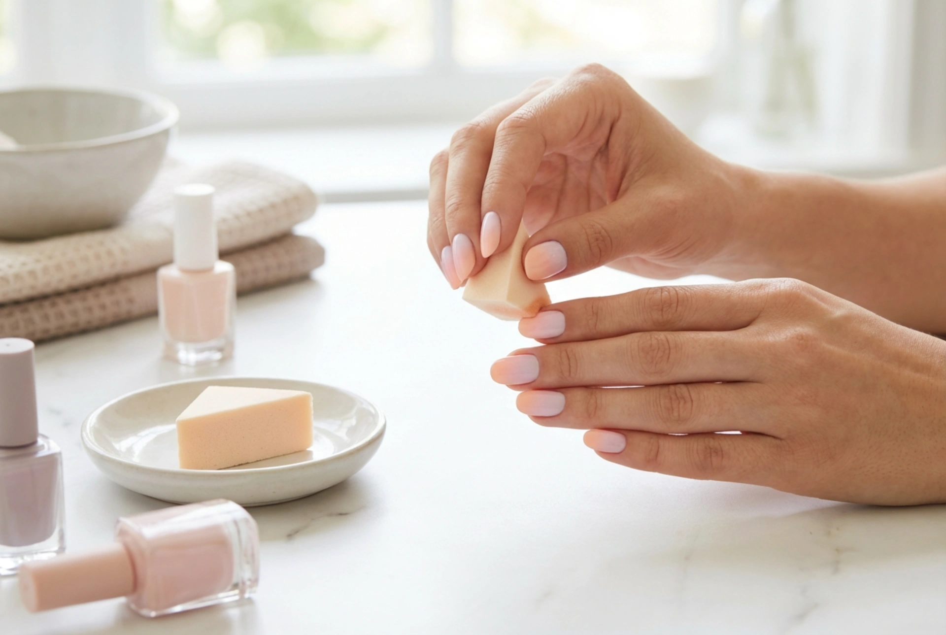 O degradê mais simples nas unhas para iniciantes: método rápido com esponja