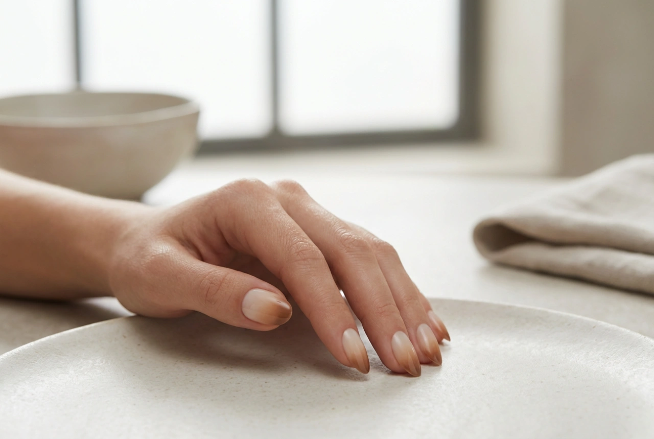 Unhas cappuccino ombre: um degradê sutil de café para uma manicure elegante