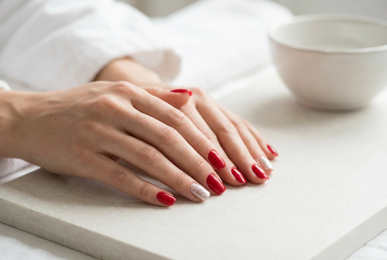 Unhas vermelhas com glitter prata: técnicas de aplicação e durabilidade