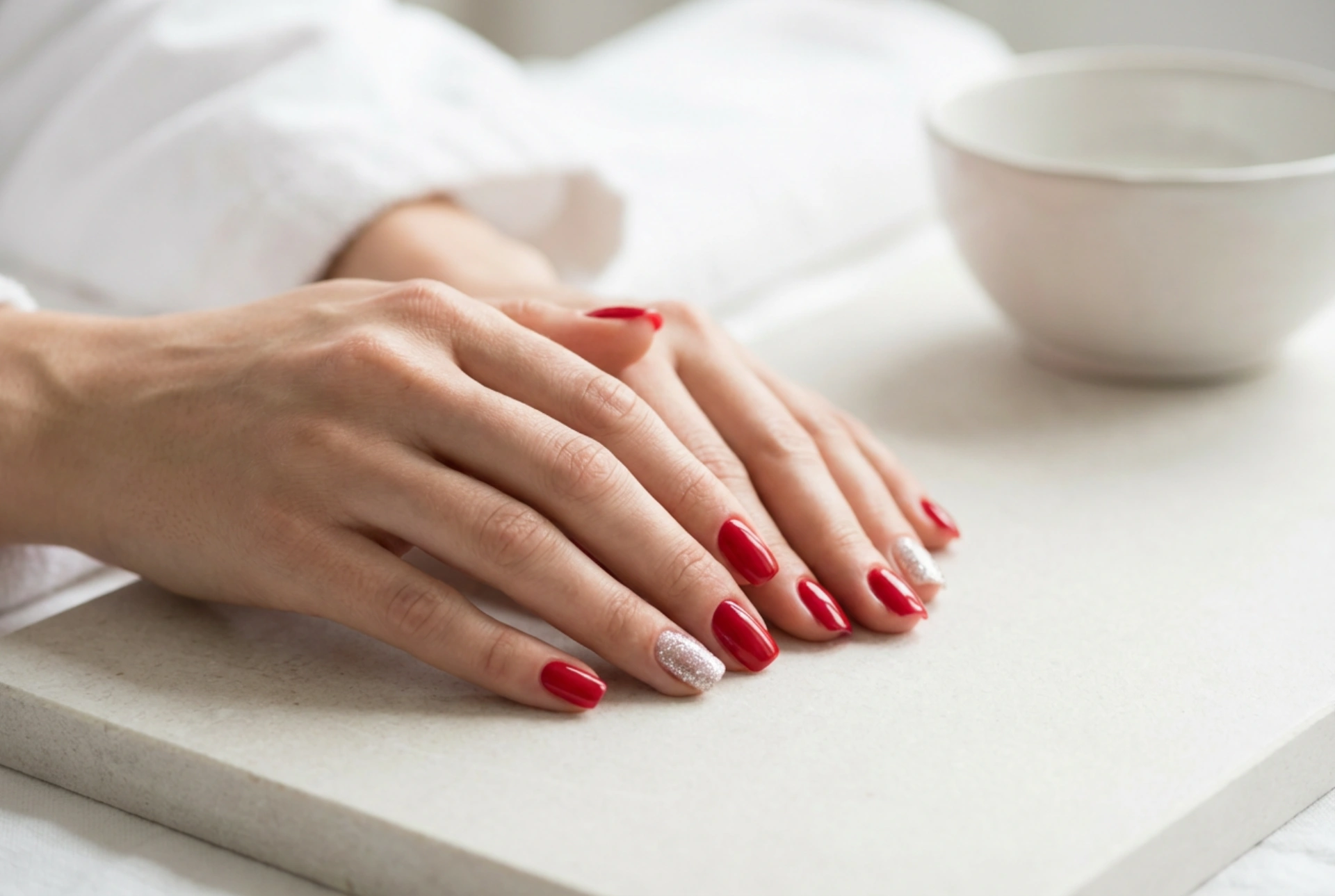Unhas vermelhas com glitter prata: técnicas de aplicação e durabilidade