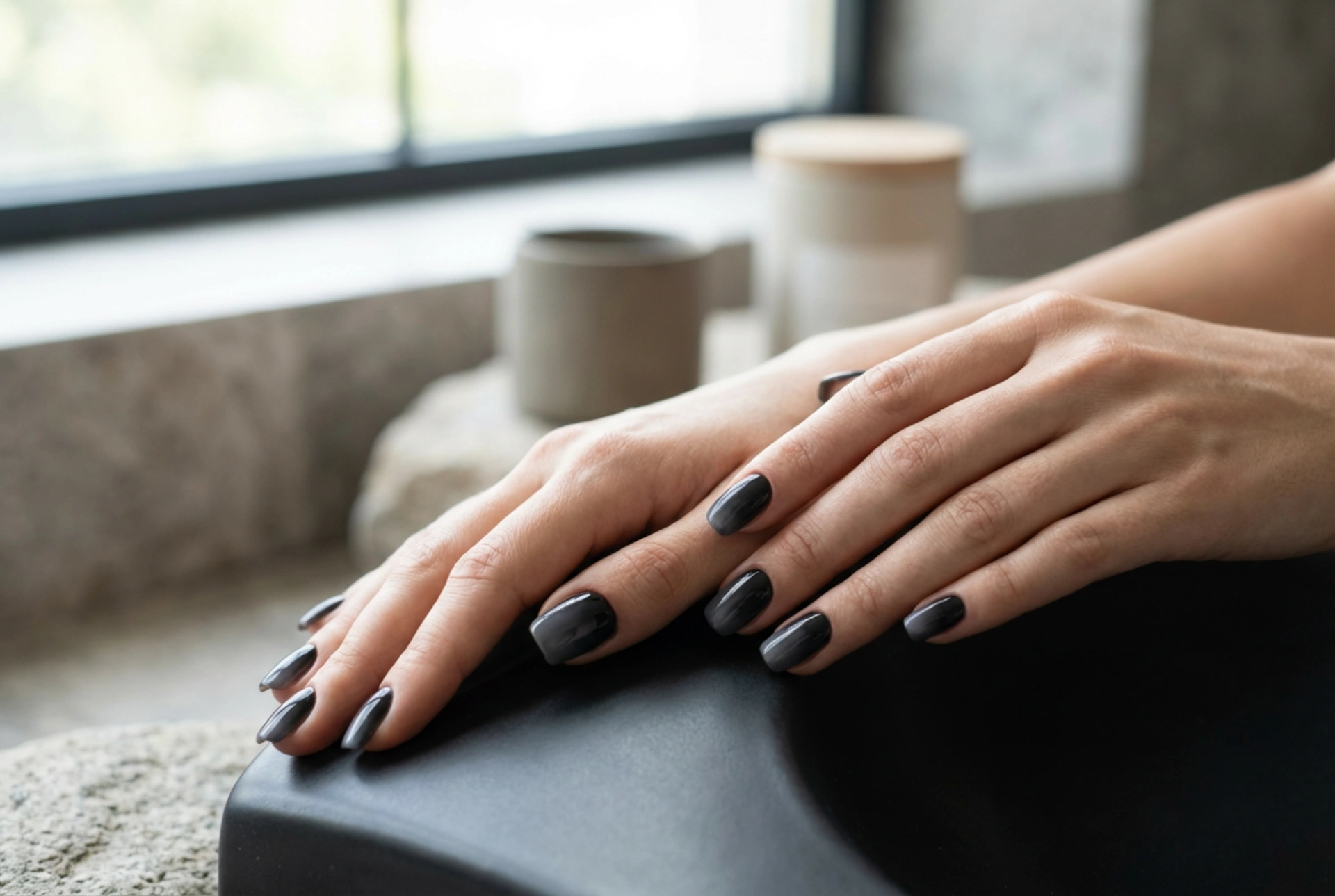 Estilização de unhas: unhas ombré escuras com transição suave