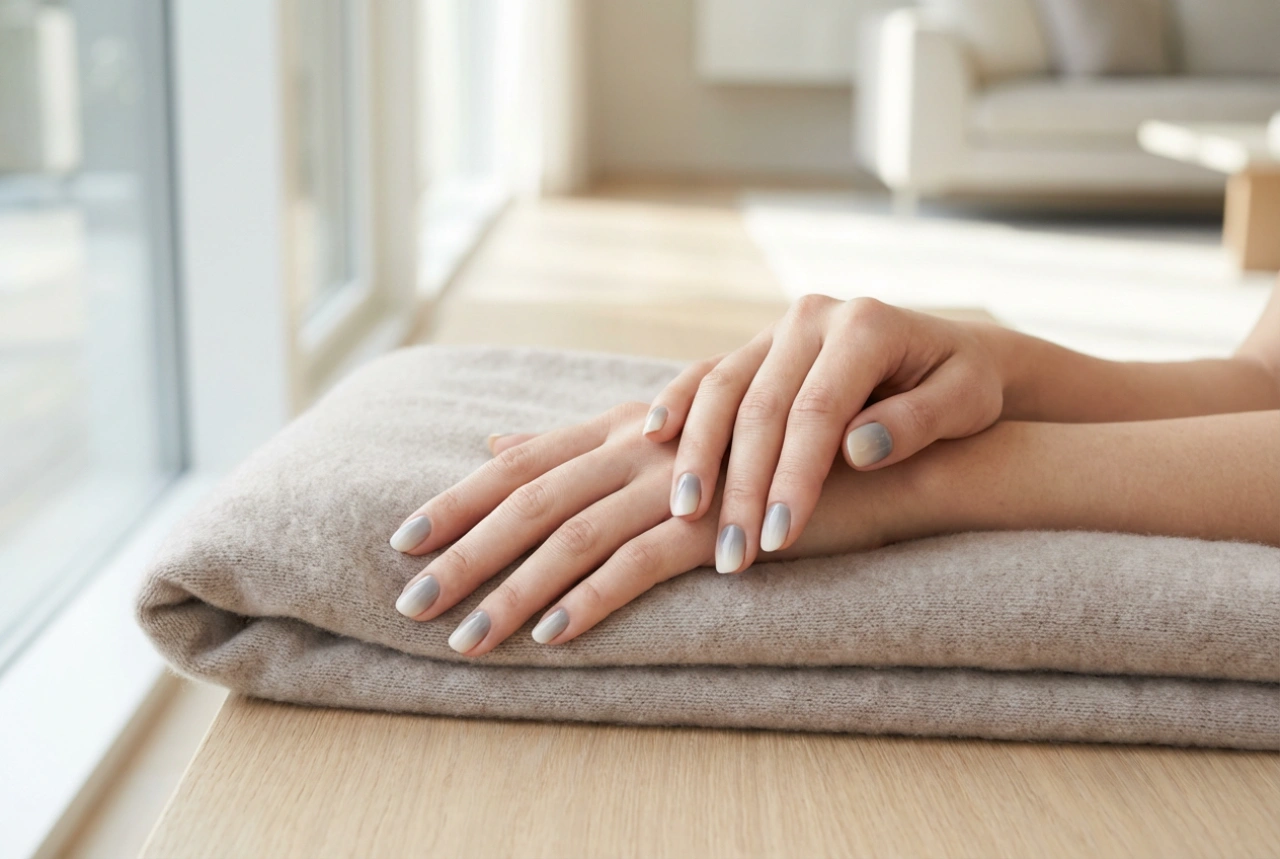 Unhas ombre cinza passo a passo: elegância fria em casa