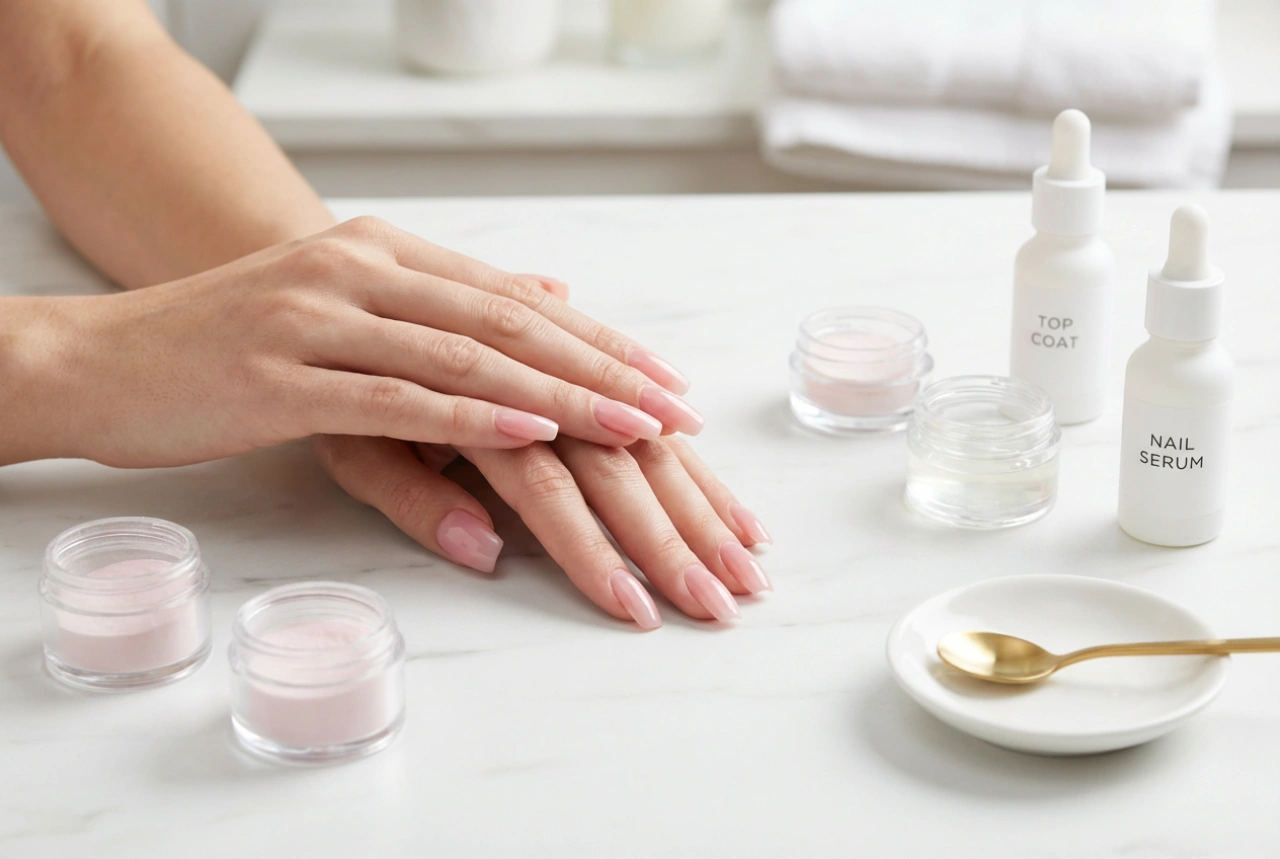 Unhas rosa brilhantes: efeito espelho, pós e finalizadores