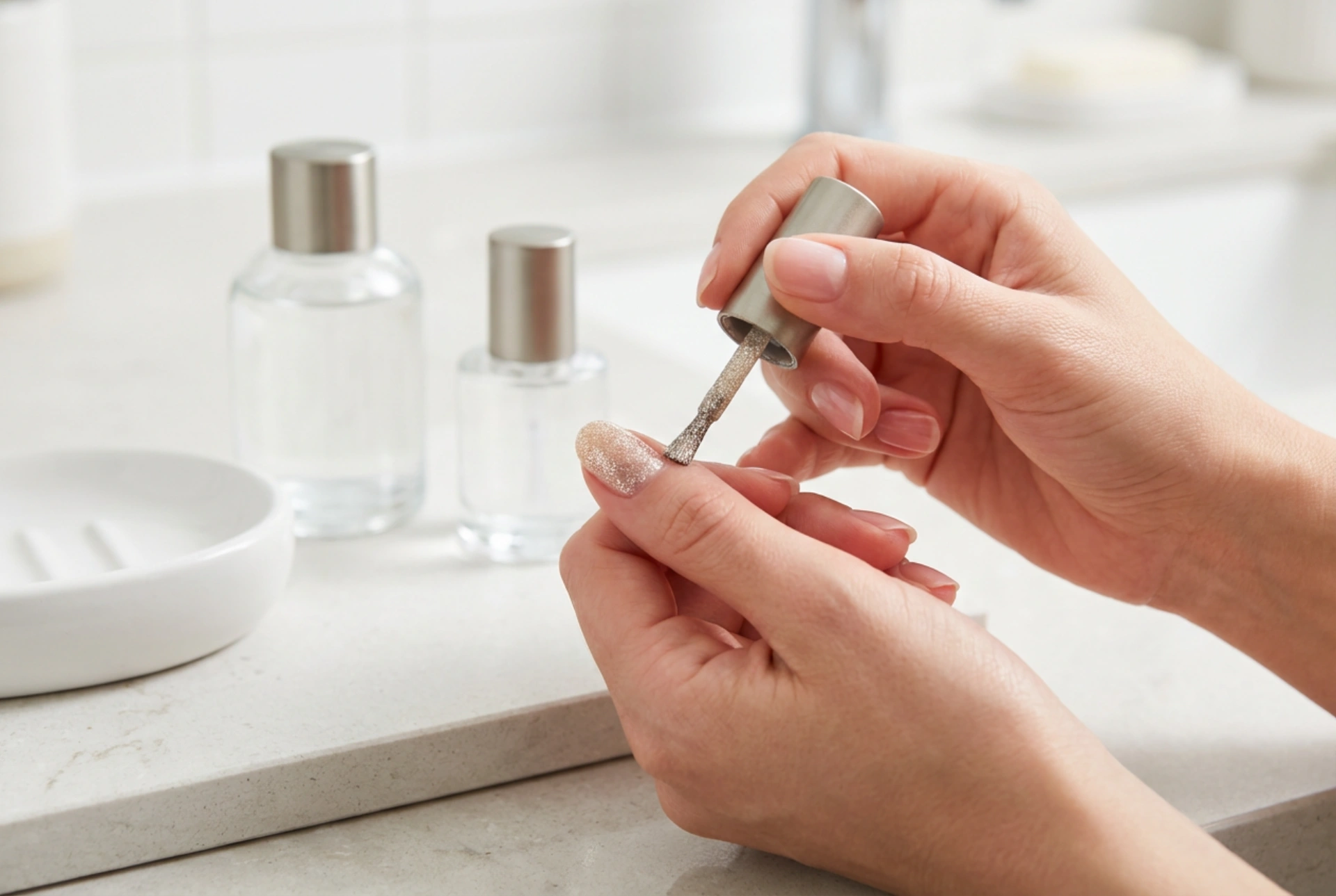 Como aplicar esmalte com glitter: brilho e acabamento uniforme