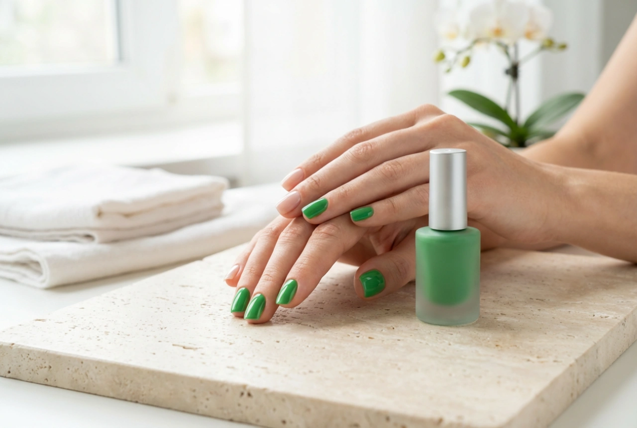 Esmalte em gel verde: como escolher o tom e obter uma cobertura uniforme
