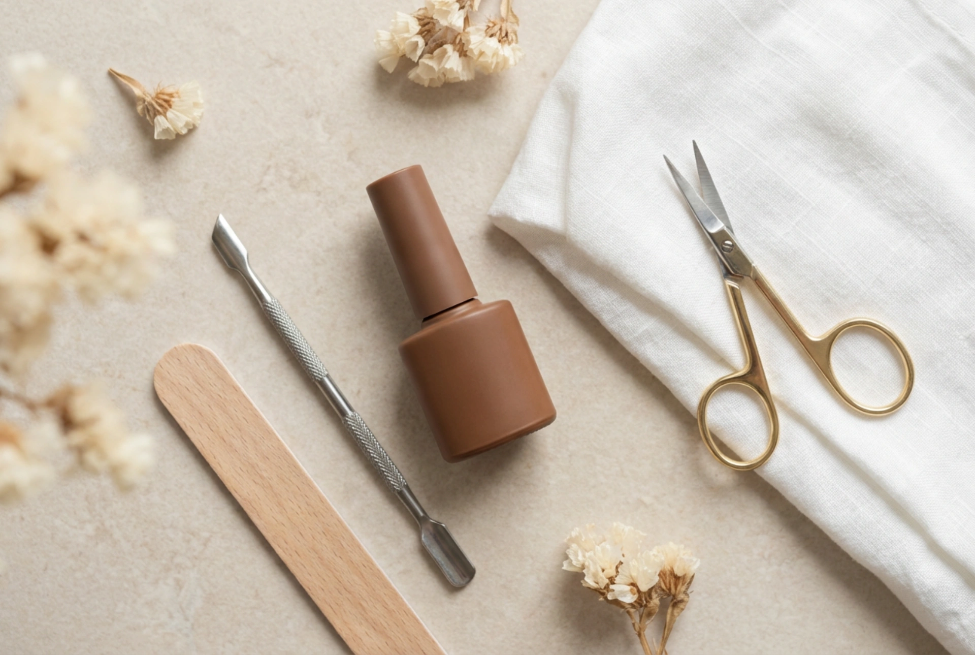 Esmalte em gel marrom em versão elegante: preparação e cobertura