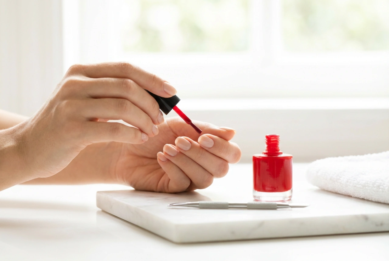 Esmalte vermelho: contornos perfeitos, preparação e aplicação precisa