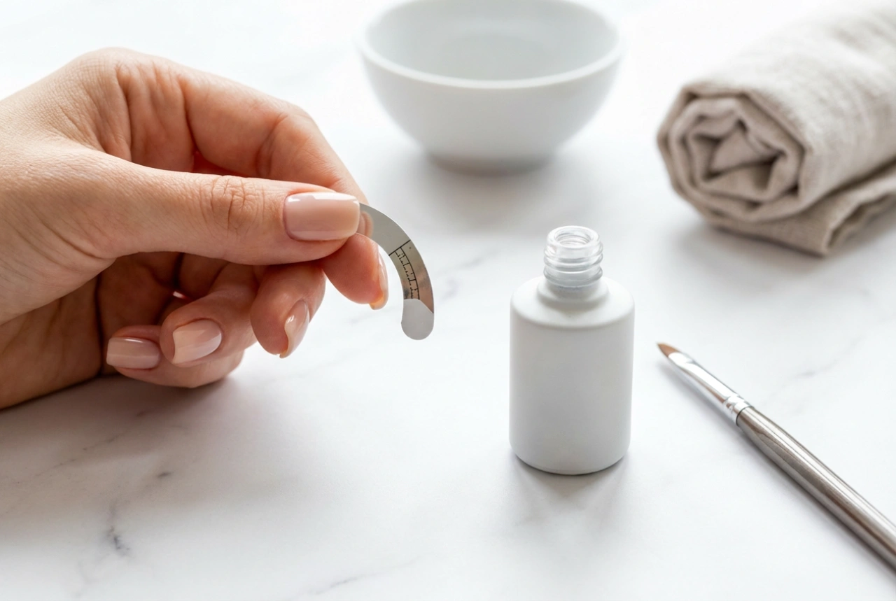 Esmalte em gel branco para francesinha: linha do sorriso, pincel e moldes