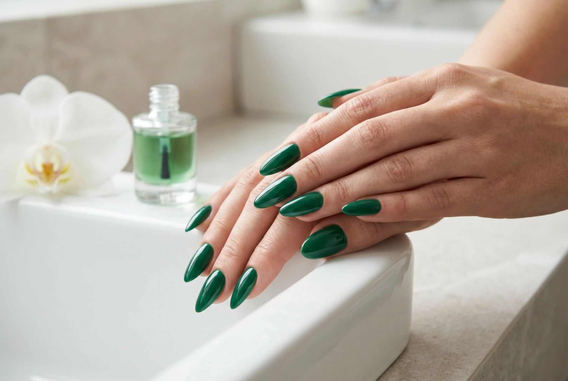 Esmalte verde sem manchas: preparação da unha, camadas e acabamento