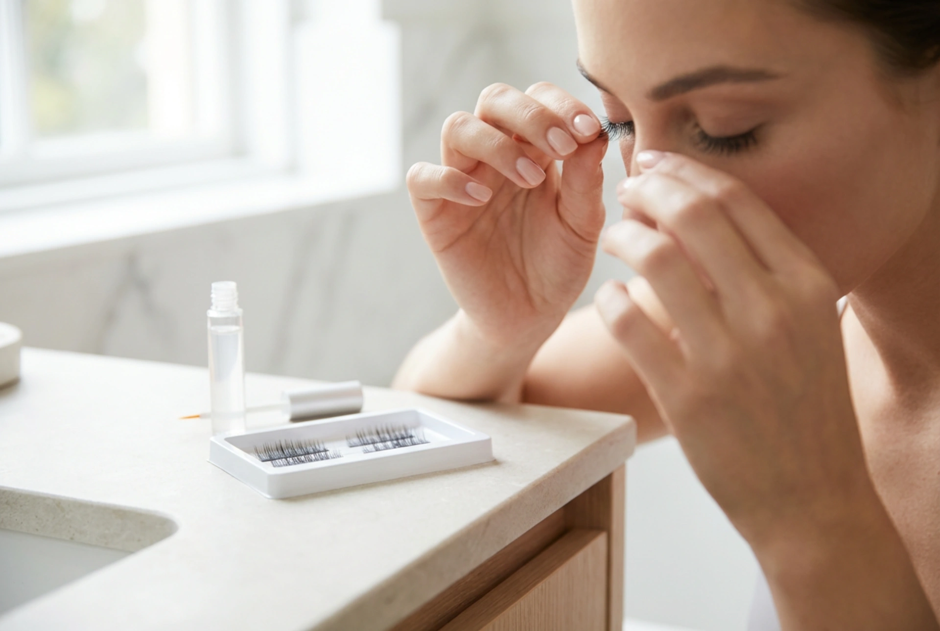 Cílios em tira para iniciantes: cortar, colar e aplicar