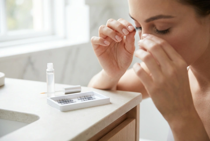 Cílios em tira para iniciantes: cortar, colar e aplicar