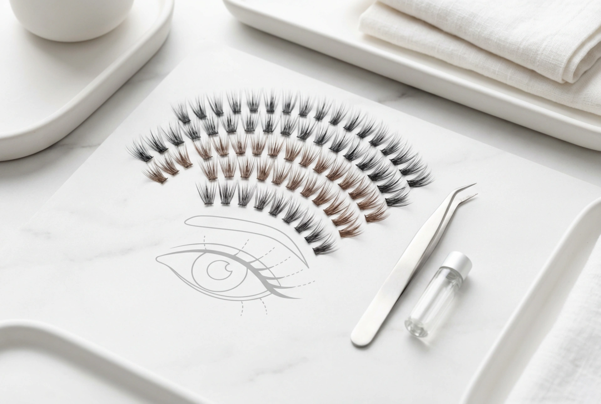 Cílios Postiços em Tufos: Seleção de Comprimento e Mapeamento dos Olhos