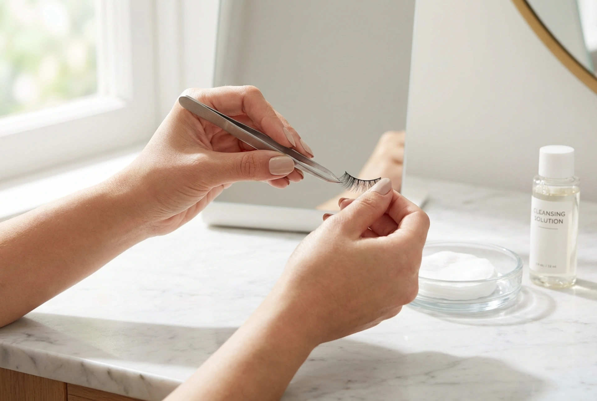 Cílios postiços sem grumos: aplicação precisa e limpeza