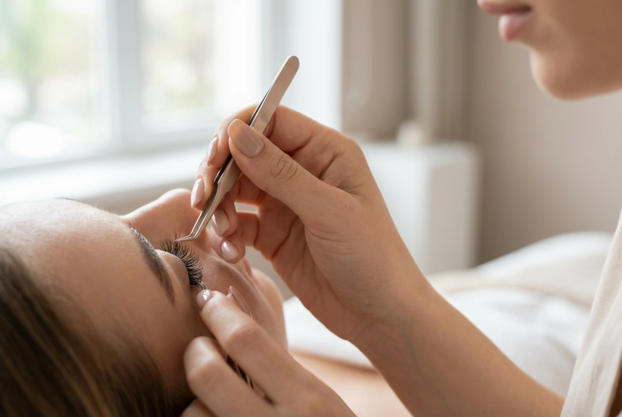 Tufos de cílios com cola: aplicação rápida, posicionamento e junção