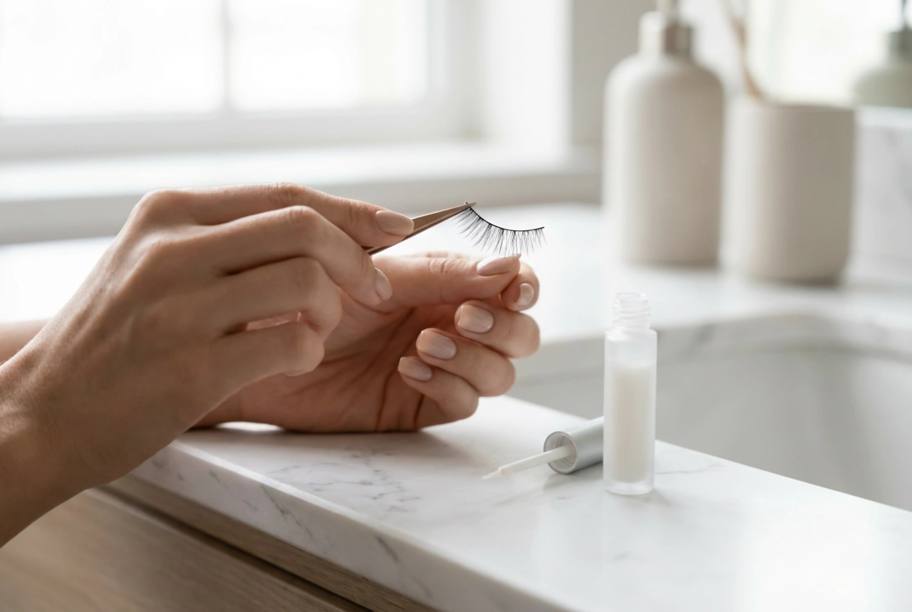 Cílios postiços: preparação da linha, cola, aplicação e remoção