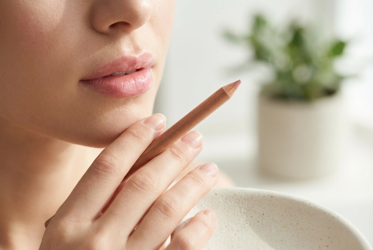 Brilho labial rosa: efeito fresco, combinação com lápis de boca e camadas