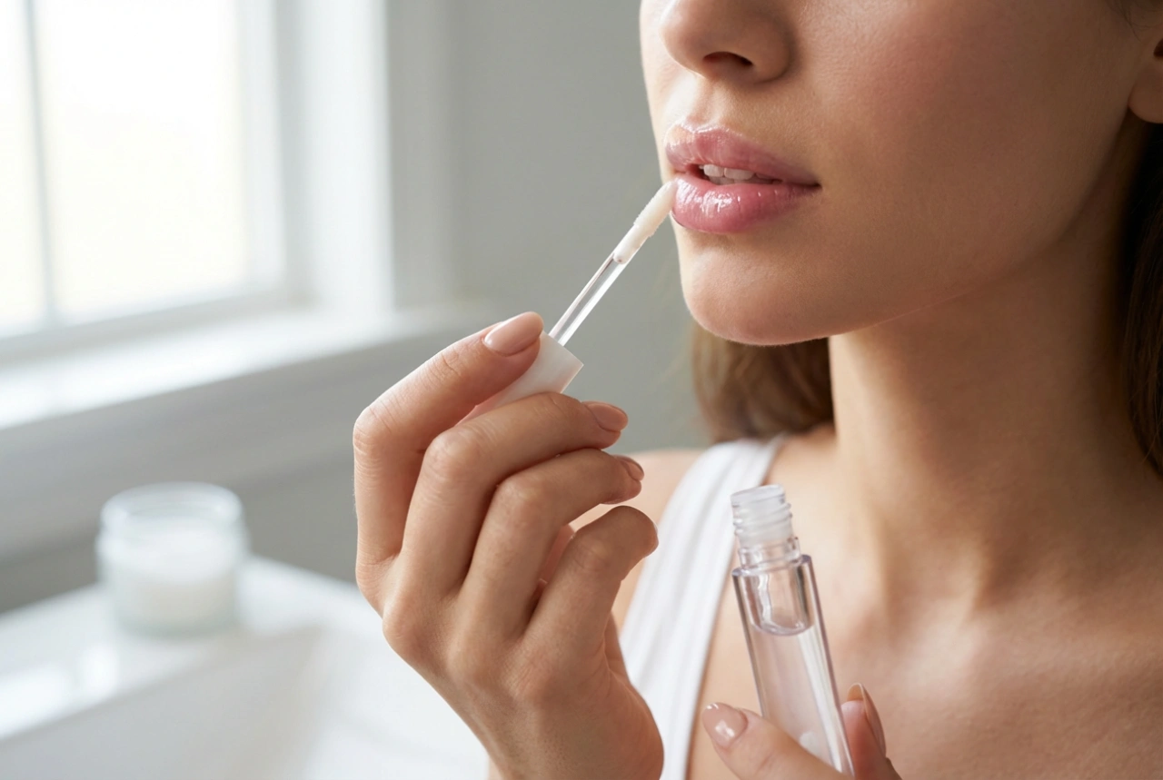 Brilho labial em bisnaga: aplicação limpa, camadas e cuidado do contorno