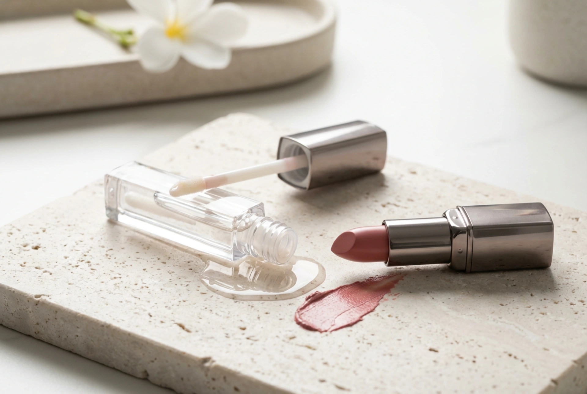 Brilho labial para o dia e para a noite: aplicação e combinação com batom